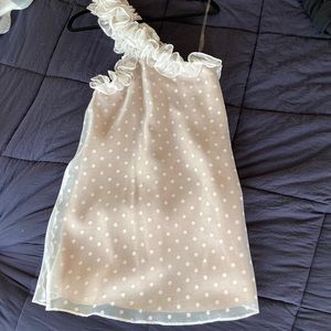One shoulder polka dot dress